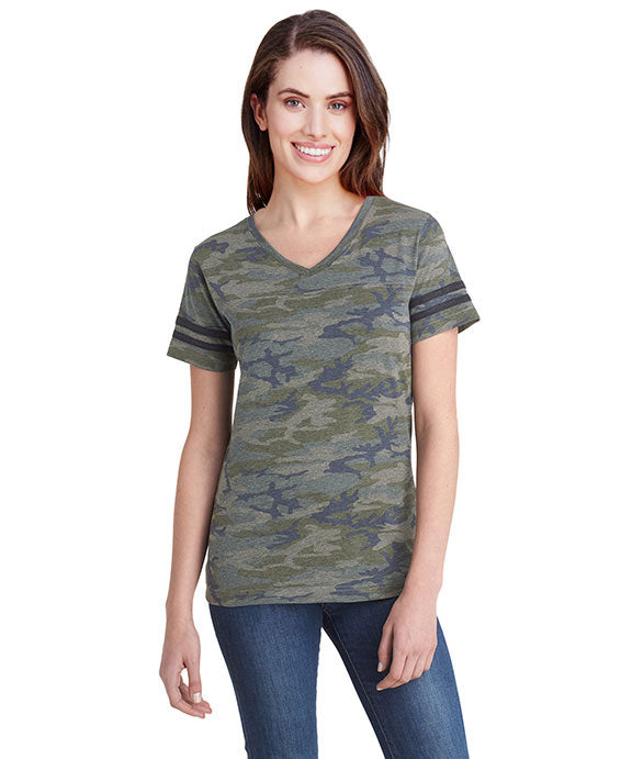 Women's Football V-Neck Combed & Ringspun Cotton Blend Fine Jersey Tee